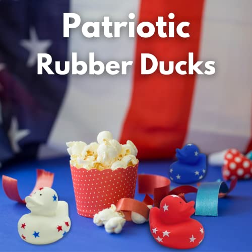 4E's Novelty Patriotic Rubber Ducks (24 Pack) Bulk 2" - 4th of July Party Favors, Patriotic Party Supplies Gifts toys for Kids Adults Fourth of July, Jeep Ducking