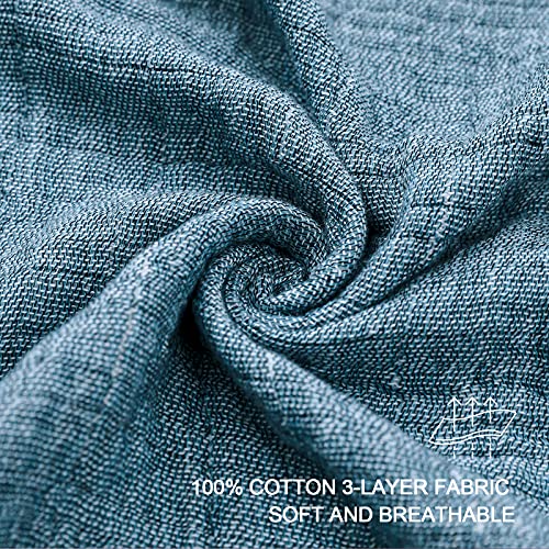 SE SOFTEXLY Cotton Blanket, 4-Layer Soft Muslin Throw Blanket for Couch Bed, Breathable Gauze Blanket for All Season, Lightweight Muslin Blankets for Adults Blanket(60"x80",Vintage Blue)