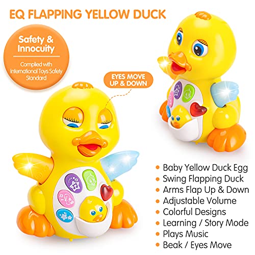 HOLA Toys for 1 + Year Old Girl Boy Dancing Walking Yellow Duck, 9 6 Month Old Baby Toys 6 to 12 Months, Crawling Learning Light Up Musical Toys for 1 Year Old Girl Birthday Gift Toddler Toys Age 1-2
