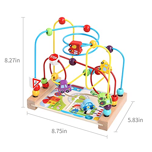 AISHUN Wooden Bead Maze Toys for Toddlers, Bead Toy Colorful Roller Coaster Preschool Educational Toys Birthday Gifts for Toddlers Kids Boys Girls