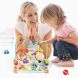 AISHUN Wooden Bead Maze Toys for Toddlers, Bead Toy Colorful Roller Coaster Preschool Educational Toys Birthday Gifts for Toddlers Kids Boys Girls