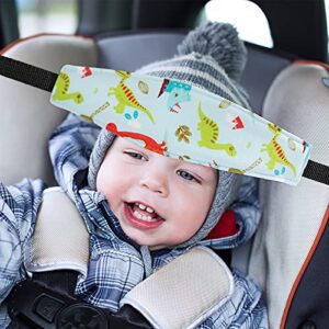 2 Pieces Baby Carseat Head Support Band Strap Headrest Stroller Seat Sleeping Headrest Neck Relief Head Strap Headband for Kids Children Toddler Infant (Dinosaur and Dolphin)