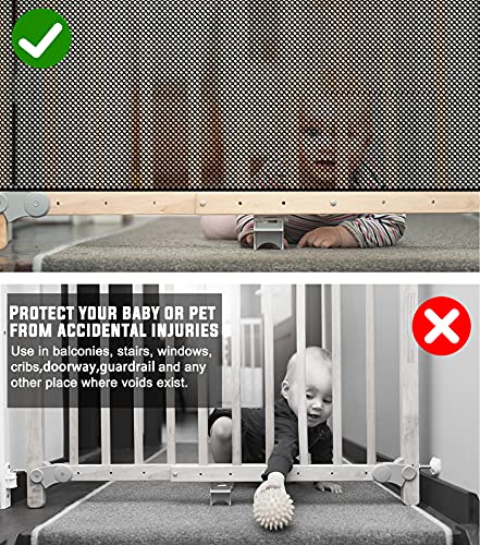 Stairway Net, Baby Gate for Stairs with No Drilling, Baby Safety Stairs Rail Net, 18 ft L x 2.66 ft H, Baby Safety Net Balcony Banister Stair Net for Child, Small pet,Toy- Indoor & Outdoor(Black) 22