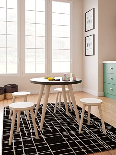Signature Design by Ashley Blariden Children's Table Set, Includes Table & 4 Stools, Black & Natural Brown