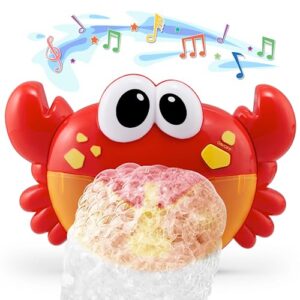 chuchik crab bubble bath maker for the bathtub. blows bubbles and plays 24 children’s songs – baby, toddler kids bath toys makes great gifts for toddlers – sing-along bath bubble machine (light-red)