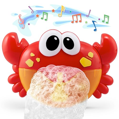 Chuchik Crab Bubble Bath Maker for The Bathtub. Blows Bubbles and Plays 24 Children’s Songs – Baby, Toddler Kids Bath Toys Makes Great Gifts for Toddlers – Sing-Along Bath Bubble Machine (Light-Red)