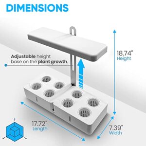 SereneLife Hydroponic Herb Garden 8 Pods, Indoor Growing System, Smart Indoor Plant System w/Height Adjustable LED Grow Light (White)