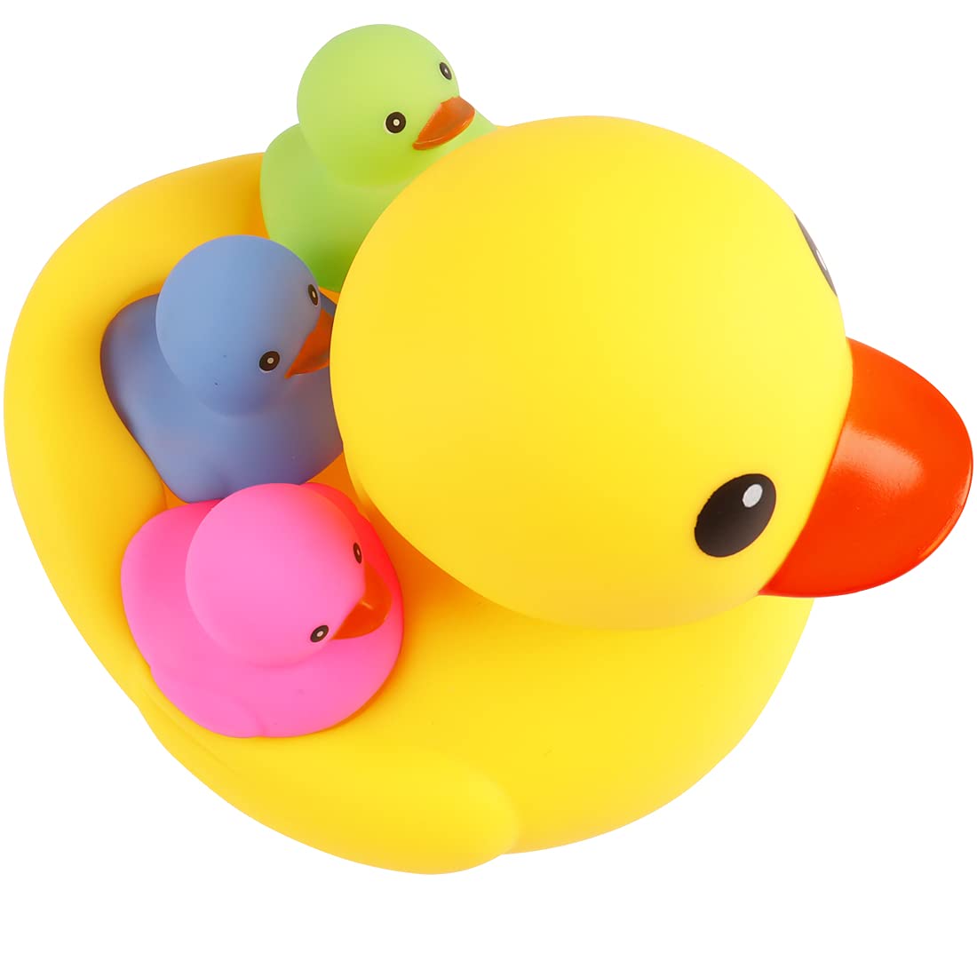 Bath Duck Toys 4Pcs Family Rubber Ducky Float&Squeak Baby Toddlers Preschool Bathtub Shower Toy (Colorful)