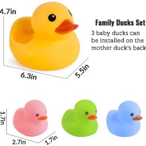 Bath Duck Toys 4Pcs Family Rubber Ducky Float&Squeak Baby Toddlers Preschool Bathtub Shower Toy (Colorful)