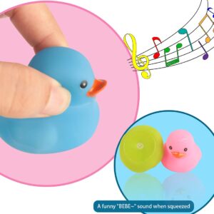 Bath Duck Toys 4Pcs Family Rubber Ducky Float&Squeak Baby Toddlers Preschool Bathtub Shower Toy (Colorful)