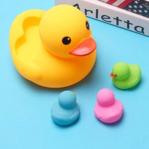 Bath Duck Toys 4Pcs Family Rubber Ducky Float&Squeak Baby Toddlers Preschool Bathtub Shower Toy (Colorful)