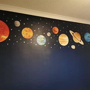 Solar System Wall Stickers for Kids , Universe Space Wall Sticker, Large Size Planet Wall Decal, Space Wall Decor for Bedroom Classroom Playroom Nursery Birthday Gift Idea(L)