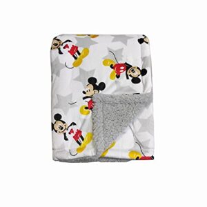 disney cudlie baby boy mickey mouse mnk/sherpa blanket with super star print