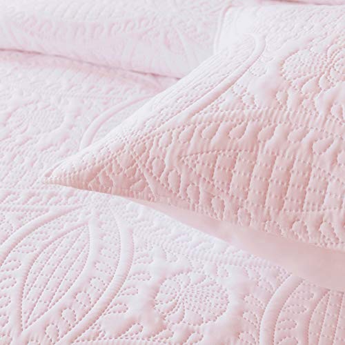Boryard 3-Piece King Quilt Set, Lightweight Soft Bedspread (104x90 inches) with 2 Pillow Shams (20x36 inches), Pink