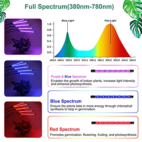 LED Grow Light Indoor Plants - 5 Heads 200W 150LED Plant Light with Adjustable Stand,Auto On/Off Timer with Remote Control,5Switch Modes,10 Dimmable Brightness,Full Spectrum for Indoor Plants