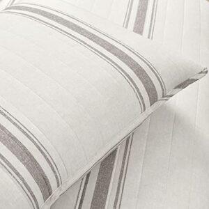 Lush Decor Farmhouse Stripe Reversible Cotton 3 Piece Quilt Set, Full/Queen, Gray