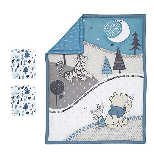 Lambs & Ivy (LAMCR) Forever Pooh 3-Piece Mini Crib Bedding Set, Blue (780020)