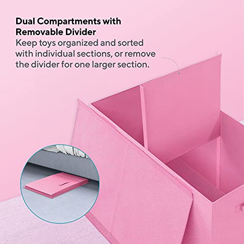 Mindspace Kids Toy Storage Organizer - Large Toy Chest for Girls - Big Toy Box for Girls, Boys, Baby, Toddler - Stuffed Animal, Baby Doll, Toy Storage Bins for Playroom Organization and Storage, Pink