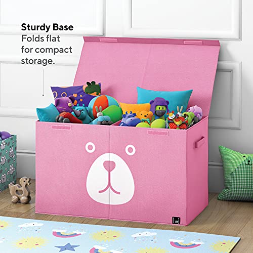 Mindspace Nursery Storage Bins for Kids Storage, Soft Toy Box with Lid - Toddler Toy Storage, Baby Toy Storage Bins - Baby Toy Organizer for Girls & Boys - Large Toy Bin for Kids Toy Storage, Pink
