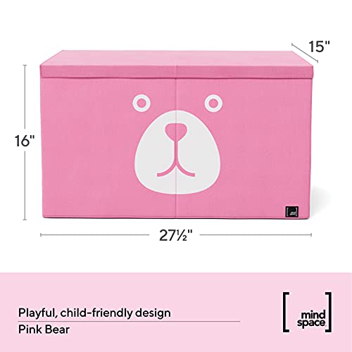 Mindspace Nursery Storage Bins for Kids Storage, Soft Toy Box with Lid - Toddler Toy Storage, Baby Toy Storage Bins - Baby Toy Organizer for Girls & Boys - Large Toy Bin for Kids Toy Storage, Pink
