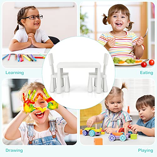 Costzon Kids Table and Chair Set, 3 Piece Plastic Children Activity Table for Reading, Drawing, Snack Time, Arts Crafts, Preschool, Kindergarten & Playroom, Easy Clean, Toddler Table & Chair (White)