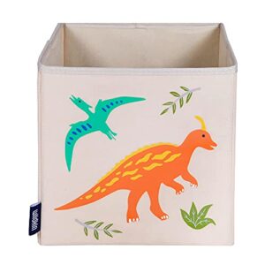 wildkin 10 inch kids storage cube for boys & girls, toy storage features front pull tab & cardboard insert, cube storage helps kids supplies organized in bedroom or playroom (jurassic dinosaurs)