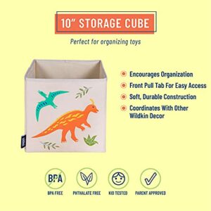 Wildkin 10 Inch Kids Storage Cube for Boys & Girls, Toy Storage Features Front Pull Tab & Cardboard Insert, Cube Storage Helps Kids Supplies Organized in Bedroom or Playroom (Jurassic Dinosaurs)