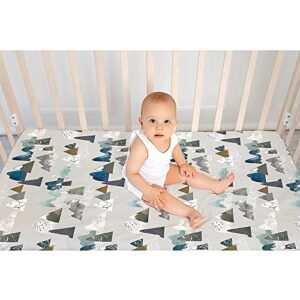 Fitted Crib Sheet Boys Organic Cotton Crib Sheet and Baby Blankets, Montains Minky Toddler Blanket for Boys Girls