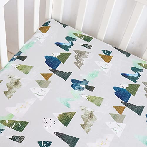 Fitted Crib Sheet Boys Organic Cotton Crib Sheet and Baby Blankets, Montains Minky Toddler Blanket for Boys Girls