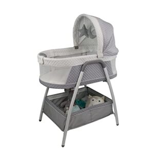 TruBliss Baby 2-in-1 Journey Convertible Infant Bassinet Crib Sleeper with Nightlight, Vibrations, Lullabies, and Nature Noises, Soft Grey