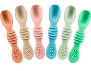 silicone baby spoons first stage infant feeding spoon for baby led weaning bpa lead phthalate and plastic free, great gift set
