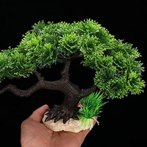 STOBOK Artificial Pine Tree Pets Plastic Plants Aquarium Bonsai Tree Rock Bonsai Ornament for Aquarium Fish Tank