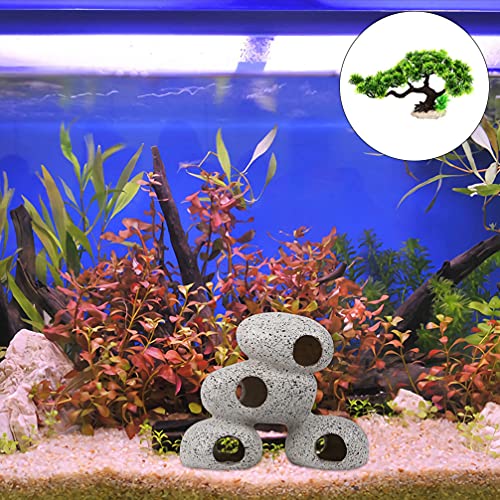 STOBOK Artificial Pine Tree Pets Plastic Plants Aquarium Bonsai Tree Rock Bonsai Ornament for Aquarium Fish Tank