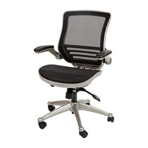 flash furniture warfield mid-back transparent black mesh executive swivel office chair with graphite silver frame and flip-up arms