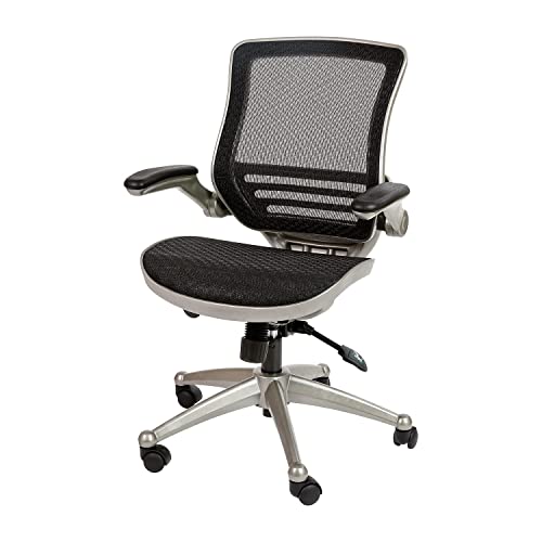 Flash Furniture Warfield Mid-Back Transparent Black Mesh Executive Swivel Office Chair with Graphite Silver Frame and Flip-Up Arms