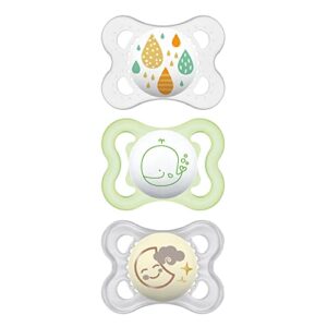 mam variety pack baby pacifier, includes 3 types of pacifiers, nipple shape helps promote healthy oral development,0-6 months, unisex, 3 count (pack of 1)