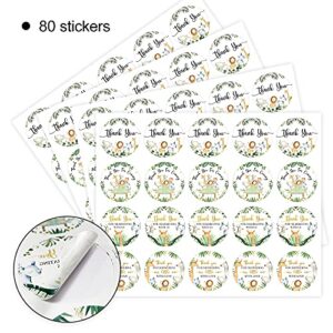 80 Jungle Safari Thank You Stickers, Baby Shower Thank You Stickers, Wild Animals Birthday Party Favor Label Decorations(2 Inch)