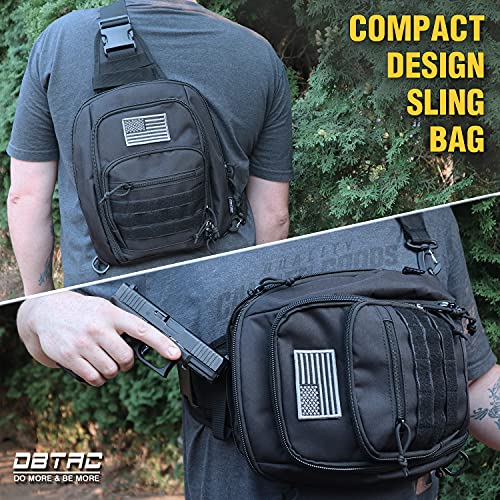 DBTAC Tactical Bag Shoulder Chest Pack with Sling for Concealed Carry of Handgun (Black Camo)