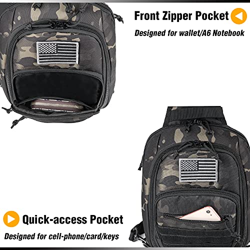 DBTAC Tactical Bag Shoulder Chest Pack with Sling for Concealed Carry of Handgun (Black Camo)