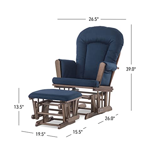 Forever Eclectic by Child Craft Tranquil Glider Rocker and Ottoman Set (Cocoa Bean/Navy Herringbone)