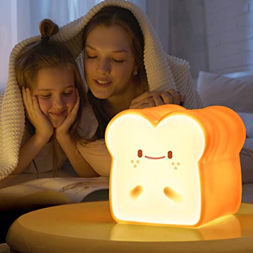 MIVANI Baby Night Light, Cute Bread Toast Lamp for Kids Room, Timer Auto Shutoff, AAA Battery Operated, Silicone LED Nightlight, Kawaii Bedroom Decor, Birthday Gifts for Teen Girls