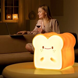 MIVANI Baby Night Light, Cute Bread Toast Lamp for Kids Room, Timer Auto Shutoff, AAA Battery Operated, Silicone LED Nightlight, Kawaii Bedroom Decor, Birthday Gifts for Teen Girls