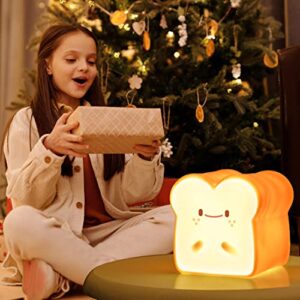 MIVANI Baby Night Light, Cute Bread Toast Lamp for Kids Room, Timer Auto Shutoff, AAA Battery Operated, Silicone LED Nightlight, Kawaii Bedroom Decor, Birthday Gifts for Teen Girls