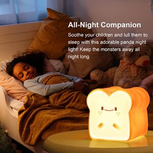 MIVANI Baby Night Light, Cute Bread Toast Lamp for Kids Room, Timer Auto Shutoff, AAA Battery Operated, Silicone LED Nightlight, Kawaii Bedroom Decor, Birthday Gifts for Teen Girls