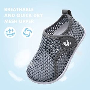 Toddler Water Shoes Toddler Swim Shoes Quick Dry Slip On Sneakers for Beach Pool Mesh Grey 12-18 Months Infant