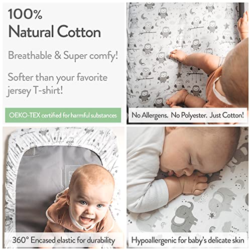 Mini Portable Crib Sheets Fitted for 24 x 38 Inch Mattress – Compatible with Dream on Me, Delta Porta Crib and Arms Reach Ideal Cosleeper – 2 Pack