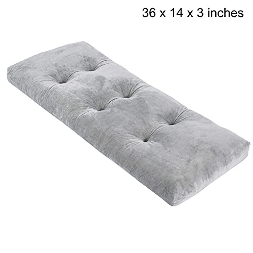 JAMPAYANG Bench Cushion, Non-Slip Tufted Bench Cushions for Swing, Shoe Storage, Window Seat (36"x14", Grey)