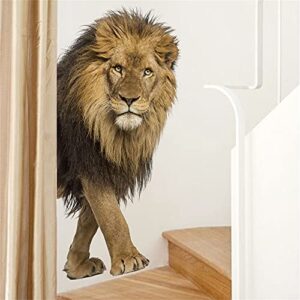 rofarso lifelike cool lion tropical animal wall stickers removable wall decals art decorations decor for bedroom living room murals