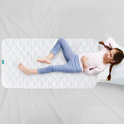 Crib Mattress Protector Pad Cover Quilted Waterproof Incontinence Bed Pads Wetting Protection Pad 52" x 28" Reusable & Non-Slip Potty Training Pads for Toddlers (Quilted Improved Thickness)