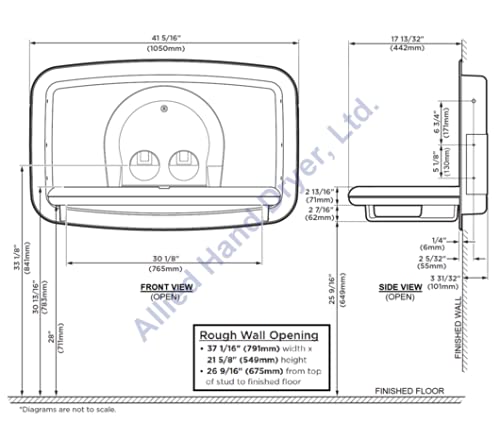 Koala Kare® KB310-SSRE - Recessed Horizontal Stainless Steel Baby Changing Station (New for 2021)